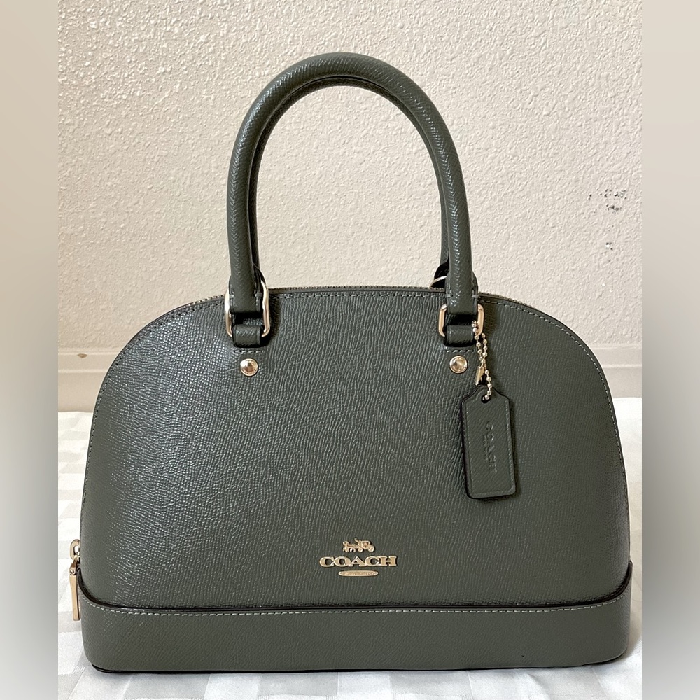 Authentic Coach Mini Sierra Satchel Military Green detachable crossbody strap